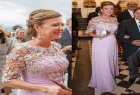 2018 Lavender Lace Mother of the Bride Dresses con mezze maniche Abito da sposa a mezza maniche in chiffon più size da ballo parente 6480018