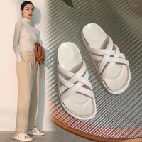 Slippers 2022 Summer Sandals Modern Women Concise Flat With Heel Fashion Shoes Solid Women's