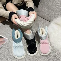 슬리퍼 moipheng 여자 겨울 슬리퍼 부츠 따뜻한 플러시 발목 스노우 스노커 실내 야외 편안한 면화 신발