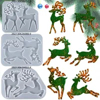 DIY Crystal Epoxy Harts Series Christmas Mold Christmas Elk Keychain Ornament Silicone Molds WLY935