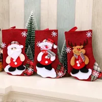 Christmas Decorations Linen Stockings Santa Claus Snowman Sock Candy Bag Gift Holders Tree Ornament Decoration For Home