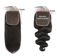Virgin Brazilian Human Hair 6X6 Lace Closure Straight Body Wave Swiss Lace Remy Human Hair Extensions5101179