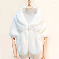 ￉chantillons 2022 Bridal Wedding Wraps Faux Rex Fur Femmes Ponchos Vestes Party Ch￢les ￠ la mode chaude Coat 143 43cm04
