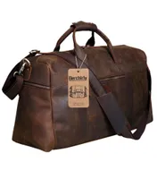 Berchirly Vintage Crazy Horse Genuine Leather Men Luggage Argage Travel Natural Cowhide Bag Weekeng Langbag LJ2009228715201