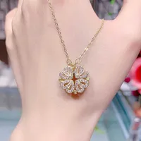 Pendant Necklaces 2021 new necklace female chain clavicle tiktok a little love diamond four leaf grass live goods.