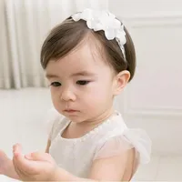 Hair Accessories Headband Baby Girl Born White Wear Christening Flower Lace Band Infant Wedding