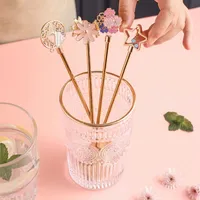 2022 New Starbucks creative cute Party Favor 304 stainless steel cherry blossom coffee spoon ins high color mixing bar long handle dessert spoon
