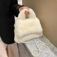 Totes luksusowe sztuczne futra torebka marka designerka torba miękka pluszowa torba na ramię Mała puszysta bolsa feminina vintage perel crossbody Bag Y2211