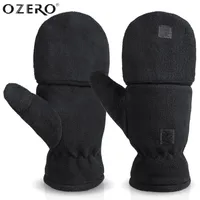 Mittens OZERO Unisex Spring Autumn Gloves Thinsulate Fingerless Convertible Skiing Mitten Windproof Cycling Fleece Warm 221125
