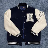 21SS Autumn And Winter Love Wool Leather Sleeve Baseball Varsity Jacket Embroidered Suitable For Men Women335Z