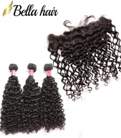 Brazilian Human Hair Wefts Weaves Curly Bundles with Lace Frontal Closure 13x4 Virgin Remy Bella Hair6702511
