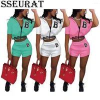 Women's Tracksuits SSEURAT Streetwear Baseball Sport Women's Set Patchwork Jacket And Shorts Suit Tracksuit Two Piece Fitness Outfits