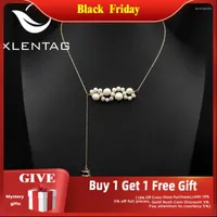 Choker XlentAg Vintage Small Elk Pearl Necklace Antlers Cute For Female Pendant Jewelry