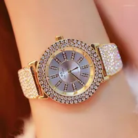 Wristwatches Bs Bee Sister Full Diamond Watch For Women Big Dial Ladies Wrist Watches Quartz Female Crystal Unique