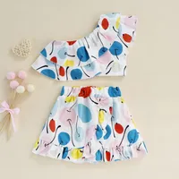 Clothing Sets CitgeeSummer Kids Baby Girls Skirt Set Ruffled Vest A-line Fruit Print Outfit Clothes Suit