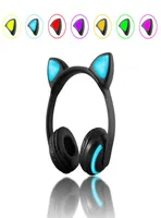 ￉couteur d'oreille de chat 7color clignotant un casque brillant ￩couteur Bluetooth Headphone pour les filles gamis gaming rabbit cerf diable oreille t￪teb2952844