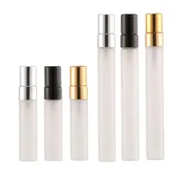 5ml Thin Frosting Glass Spray Bottle Travel Perfume Portable Bottle With Gold Silver Atomizer Refillable Aluminium Pump SN478