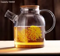 Transparent Borosilikatglas Teekannen wärmeresistent groß