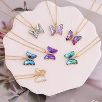 Personlighet Fashion Clavicle Chain Necklace for Women Girl Gift Gradient Butterfly Pendant Halsbandsmycken