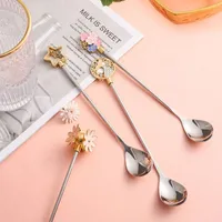 Starbucks creative cute Party Favor 304 stainless steel cherry blossom coffee spoon ins high color mixing bar long handle dessert spoon
