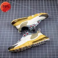 Sneakers 270 React ENG Cactus Jack TS net weaving yellow and dark brown orange sport shoes Small Kids athletic shoes28-35233K