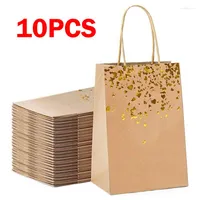 Gift Wrap 10PCS Bronzing Bags Boxes Festival Party Packaging Kraft Paper Bag Clothes Shoes Present Wrapping Tote Case Items