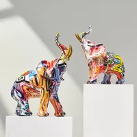 Dekorative Objekte Figuren Kunst farbenfrohe Elefant Skulptur Harz Tierstatue Moderne Graffiti Wohnzimmer Schreibtisch ￄsthetische Geschenk 221128