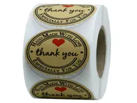 1 inch kraft round paper thank you self adhesive sticker handmade with love baking package sticker envelope seal label sticker1173945