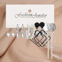 Dangle Earrings 17KM Silver Plated Hoop Set Pearl Twist For Women Geometric Butterfly Hollow Trendy Jewelry 2022