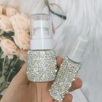 Storage Bottles Sparkling 30ml Spray Bottle Perfume Lotion Containers For Cosmetics Travel Refillable Bling Rhinestones Jar White