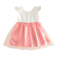 Girl Dresses Bow Toddler Party Clothes Ruffled Sleeveless Patchwork Summer Years Lace Backless Princess Little Girls Under 10 Dollars