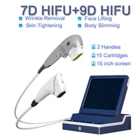 Ultrasound Therapy Machine Portable HIFU Device Anti Aging Body Slimming 3D 4D 7D 9D Skin Lifting Beauty Equipment for Salon Home Use with 15 Cartridges