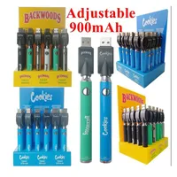 Display Box COOKIES Backwoods E Cigarette Battery 900mAh Variable Voltage Chargers Preheat Preheating 510 Thread Batteries 30pcs a box for D8 cartridges