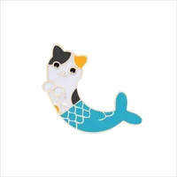 Pins Brooches Jewelry Pins Brooches Unisex Cat Head Mermaid Tail Lapel Hat Pin Tie Tack Enamel Brooch 625 H1 Drop Delivery Dhxsv
