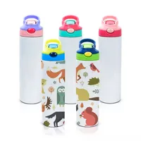 Sublimation Blanks Kids Tumbler Water Bottle 20 OZ White with Straw and Portable Lid 500ml 304 double walled Stainless Steel bottles