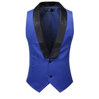 Erkek yelek kraliyet mavisi şal yaka takım elbise erkekler 2022 marka ince fit tek göğüslü yelek düğün smokin chaleco hombre
