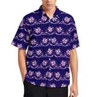 Camisas casuais masculinas Barroco Floral Hawaiian Shirt Retro Bohemia Print Man Bloups Summer Short Short