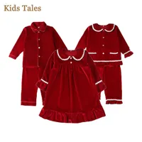 Pajamas 19Y Baby Boy Girl Christmas Essential Warm Winter Red Velvet Set Toddler Long Sleeve Lace Sleepwear Kids Clothing Suit 221125