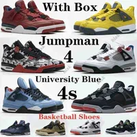Basketball Shoes Men Trainer Sports Sneakers Black Cat University Blue Fire Red White Cement Cool Grey 4 Mens Jumpman 4S
