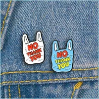 Pins Brooches Cartoon Brooch White Blue No Thank You Ornament Brooches Pins Personality Badge Lapel 1468 E3 Drop Delivery Jewelry Dhjgu