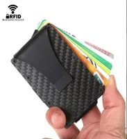 Titulares de cartões de fibra de carbono Designer alguém mini clipe de dinheiro da carteira slim Men alumínio Metal RFID Anti -roubo Swipe Credit Holder4270737