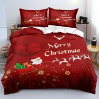 Bedding sets 3D Duvet Cover Sets Merry Christmas Red Color Grey Quilt Covers Set King Bed Linens s eu single 150x200 221125