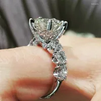 Wedding Rings VAGZEB Luxury 10MM Big Cubic Zirconia For Women Temperament Sweet Accessories Fashion Versatile Jewelry