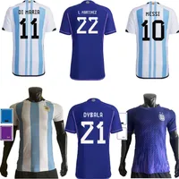 Argentyna piłkarska koszulka 2022 2023 Higuain Messis Camisetade Futbol di Maria Football Shirt 23 23 Wersja gracza Pre Match Pre Match