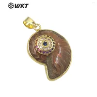 Pendant Necklaces WT-MP238 WKT Trendy Snail Shaped Inlaid With Natural Zircon Gold Plated Lady 2022 Trend Jewelry Gift