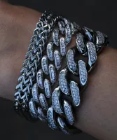 Diamonod zircon cuban chain bracelet jewelry set copper gold link chains bracelets wristband hip hop rap Fashion for men women wil9920532