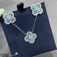Necklaces 925 Sterling Silver HW Lucky Pendant Sunflower Collar Chain Girl Charm Simple Four leaf Grass Necklace
