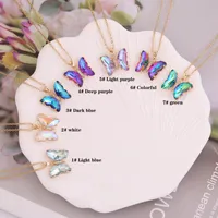 Zircon Butterfly Pendant Necklace For Women Stainless Steel Gold Color Necklaces Charm Bling CZ Wedding Couple Aesthetic Jewerly