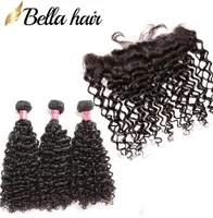 Brazilian Human Hair Wefts Weaves Curly Bundles with Lace Frontal Closure 13x4 Virgin Remy Bella Hair4385554