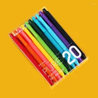 20Pcs set KACO PURE Kawaii Candy Matte Retractable Gel Pens 0.5mm Cute Colors Ink Neutral Ballpoint Pen School Office Stationery